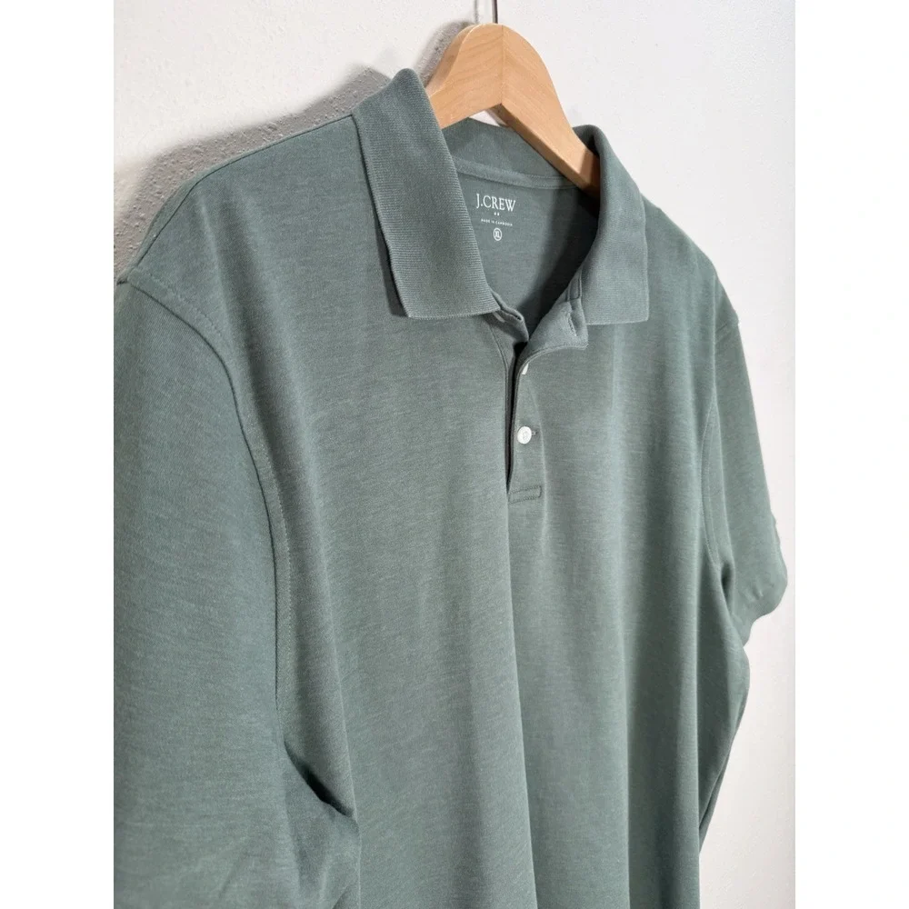 J CREW Polo Shirt Men's Sz XL Soft Touch Short Sleeve Sage Green Preppy Golf